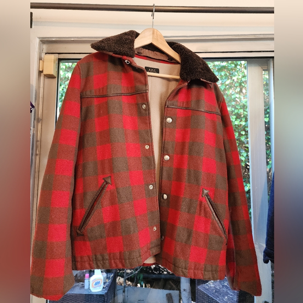 APC rad rare jacket detachable faux fur sherpa collar western Carhartt style M L